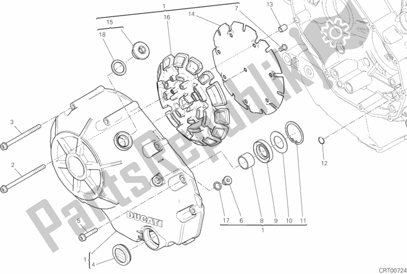 All parts for the Clutch Cover of the Ducati Diavel Xdiavel S 1260 2018